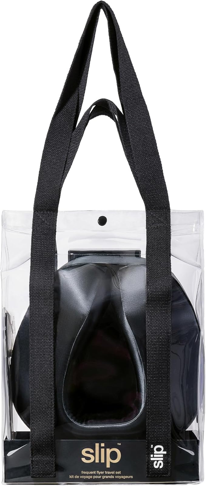 SLIP Silk Frequent Flyer Travel Set - Black - Includes 1 x Travel Neck Pillow, 1 x Face Covering, 1 x Sleep Mask