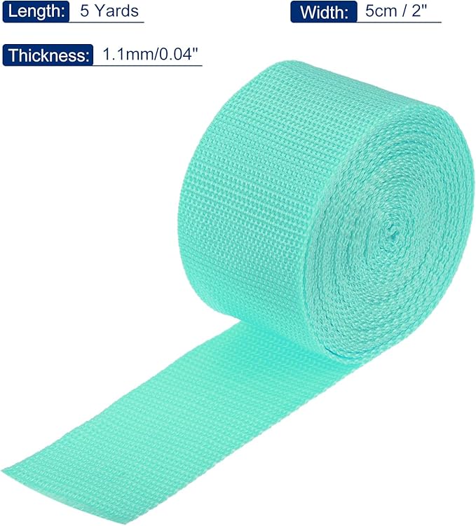 MECCANIXITY Lightweight Polypropylene Webbing Strap 2" 5 Yard Backpack Strapping Band Turquoise Green for Outdoor Luggage Cargo Straps