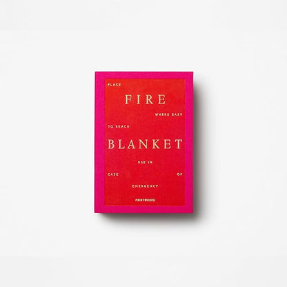 PrintWorks Cerise Fire Blanket for Home – Minimaslitc Emergency Safety Cover in Stylish Discreet Book-Style Storage Box