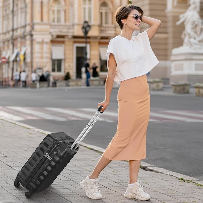 Luggage Sets 2 Piece, 20 Inch 28 Inch ABS Hardshell Suitcase Set with Spinner Wheels, Carry On and Checked Luggage for Women and 6 Piece Travel Organize Bags