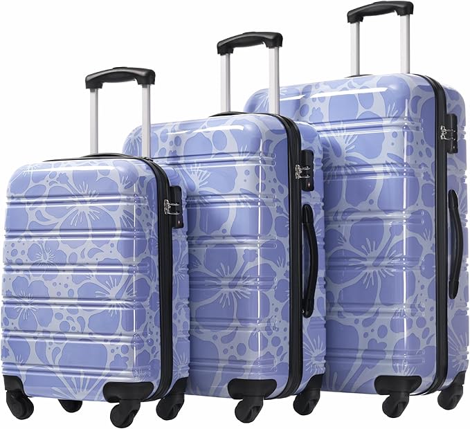 Luggage Sets 3 Piece Durable Suitcase Set with Spinner Wheels, 3 Pcs Hardside Lightweight luggage with TSA Lock, Large Checked Travel Suitcases