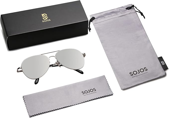 SOJOS Classic Aviator Sunglasses for Women Men Metal Frame Spring Hinges SJ1030