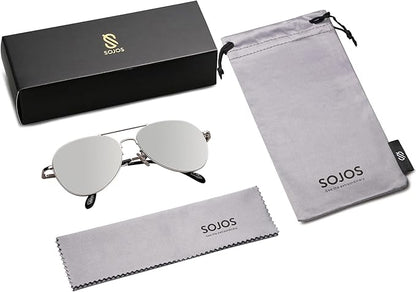 SOJOS Classic Aviator Sunglasses for Women Men Metal Frame Spring Hinges SJ1030
