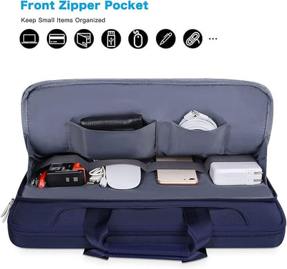 MOSISO 360 Protective Laptop Shoulder Bag Compatible with MacBook Air/Pro, 13-13.3 inch Notebook, Compatible with MacBook Pro 14 inch M5 M4 M3 M2 M1,Matching Color Sleeve with Belt, Navy Blue