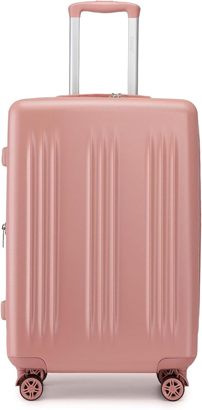 Kono Lightweight 28 Inch Expandable Luggage with Quiet Spinner Wheels TSA Lock, Scratch and Drop Resistant PC+ABS Hardside Durable Large Checked Suitcase, Nude/Rose Gold