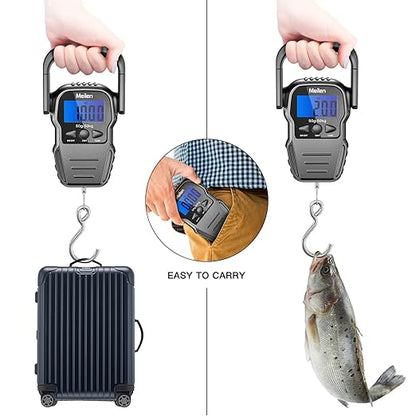 Luggage Scale, 110lb/50kg Luggage Weight Scale with Backlit LCD Display, Digital Fish Scale with Measuring Tape Portable Hanging Scale Suitcase Scale with Handle & Large Hook & 2 AAA Batties