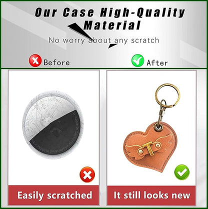 Initial Letter Leather Alphabet Keychain Holder Case Compatible with AirTag,Cute Protective Air Tag Cover with Bronze Keyring,Anti-Scratch Finder GPS Tracker Case for Pets Keys Wallet Luggage(T)
