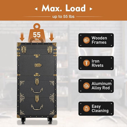 Beauty Luggage Rolling Lockable Makeup Train Case Stylist Cosmetic Luggage Travel Organizer with Hair Dryer Holder & Compartment