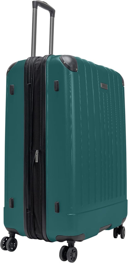 Flying Axis Collection Lightweight Hardside Expandable 8-Wheel Spinner Luggage, Midnight Turquoise, 28-Inch Checked