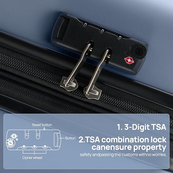 NINETYGO Medium Checked Luggage 24 Inch, Checking In Luggage with Smooth Spinner Wheels, Expandable, Hard Shell PC+ABS Suitcase, Lightweight Travel Luggage, TSA Approved (Blue, Andes)