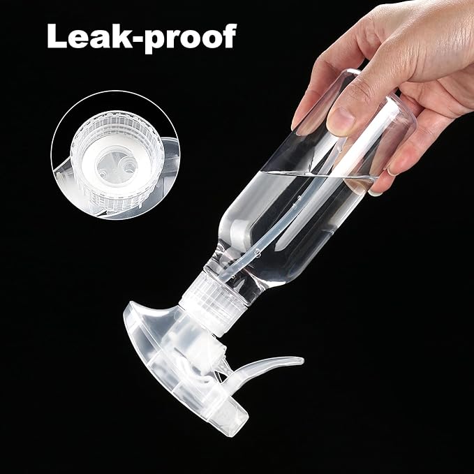Cosywell Plastic Spray Bottles 8.8oz/260ml 2 Pack Empty Spray Bottle for Cleaning Mist/Stream Heavy Duty Water Spraying Bottle for Cooking Solutions Essential Oils Hair Care(Clear)