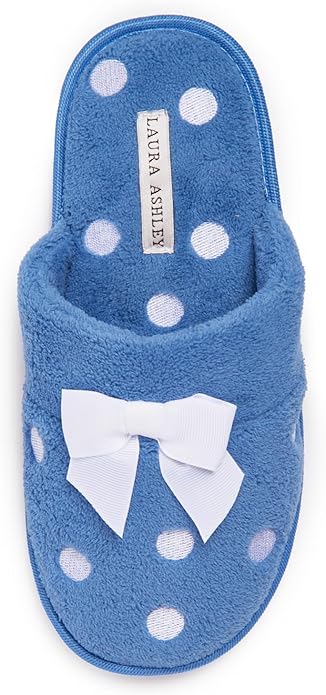Laura Ashley Ladies Embroidered Soft Terry Scuff Slipper