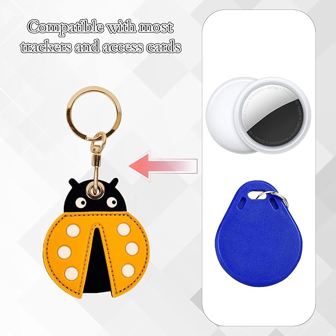 Leather Keychain Case Holder Compatible with Apple AirTag, GPS Airtag Keychain Finder Tracker with Key Ring, Anti-Scratch Protective Air Tag Cover