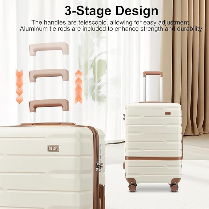 Luggage Sets 4 Piece with TSA Lock Hardside PC+ABS Carry On expandable Suitcase with Spinner Wheels Lightweight Rolling Travel Luggage Sets with YKK Zippers(Gray, 4 Piece Sets(14/20/DB/TB))