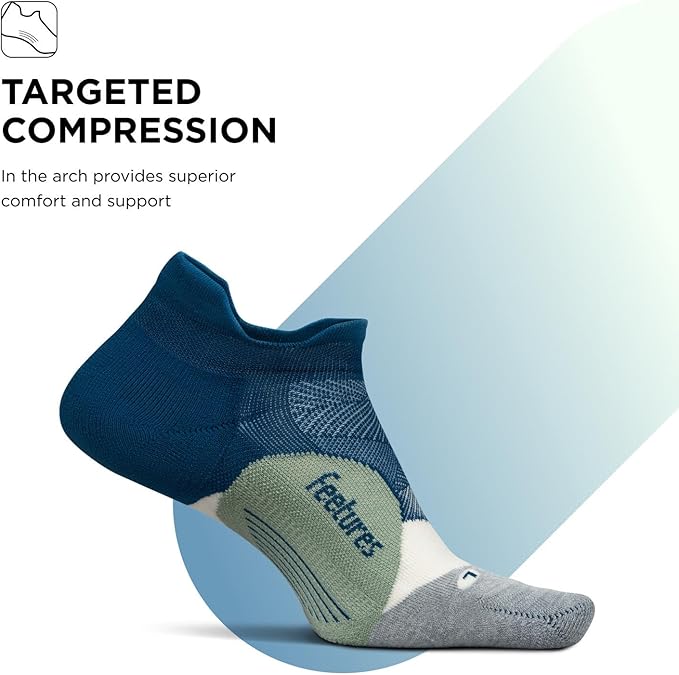 Feetures Elite Light Cushion No Show Tab Athletic Ankle Socks - Sport Sock with Targeted Compression