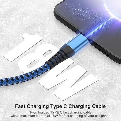 5Pack USB C Type C Cable 1FT,Nylon Braided Fast Charging 3A Quick Charger Cord,USB A to Type C Charger Cord Cable for iPhone 15 Samsung Galaxy S20 S10 S9 S8 Plus S10E, Note 20 10 9 8, Moto G7 G8
