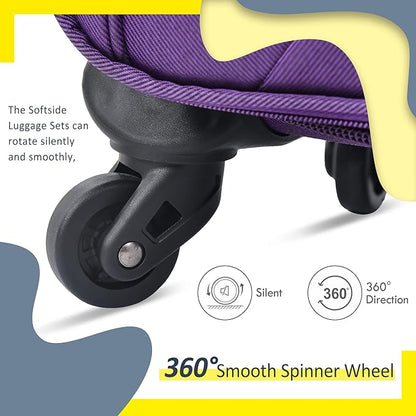 Luggage Sets 3 Piece Softside Expandable Lightweight Durable Softshell Suitcase Sets Spinner Wheels TSA Lock