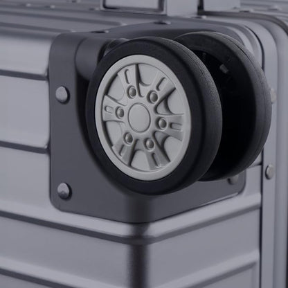 TRAVELKING All Aluminum Luggage Zipperless Hard Shell Luggage Case with TSA Lock Spinner Alloy Metal Suitcase (Grey, 24")