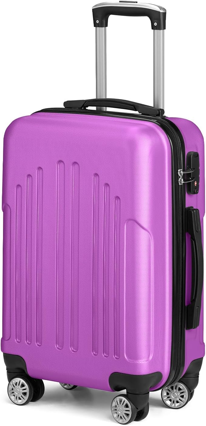 Karl home Carry On Luggage 22x14x9 Airline Approved, ABS Hardshell Suitcase with TSA Lock & Spinner Wheels, Durable Small Suitcase Rolling Luggage for Business Travel, Purple