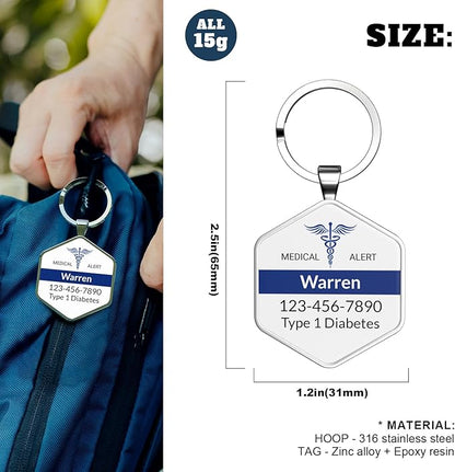 DISONCARE QR Code Medical Alert Tag, Custom Medical ID with Online Profile for Emergency Contact & Health Info – For Allergies, Diabetes, Autism & More（Pearl White）
