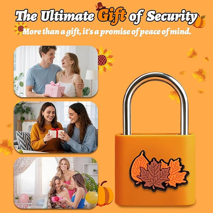 UMIKSMART Padlock, Keyless Fingerprint Padlock with USB Charging, Gym Lockers, School Lockers, Luggage, Storage Boxes, Cabinets, Backpack, Thanksgiving Gifts (Maple Leaf Orange)