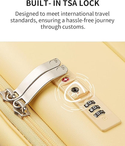 aji Expandable Top Open Carry On Luggage 22x14x9 Airline Approved, 20 Inch Hard Shell Carry On Suitcase with Spinner Wheels,Travel Small Luggage for Women Men,Cheese Yellow
