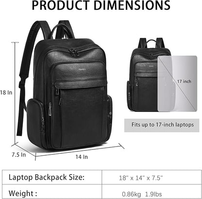 Shrrie Leather Laptop Backpack for Women with 17 inch Computer Backpack Purse for Travel College Work