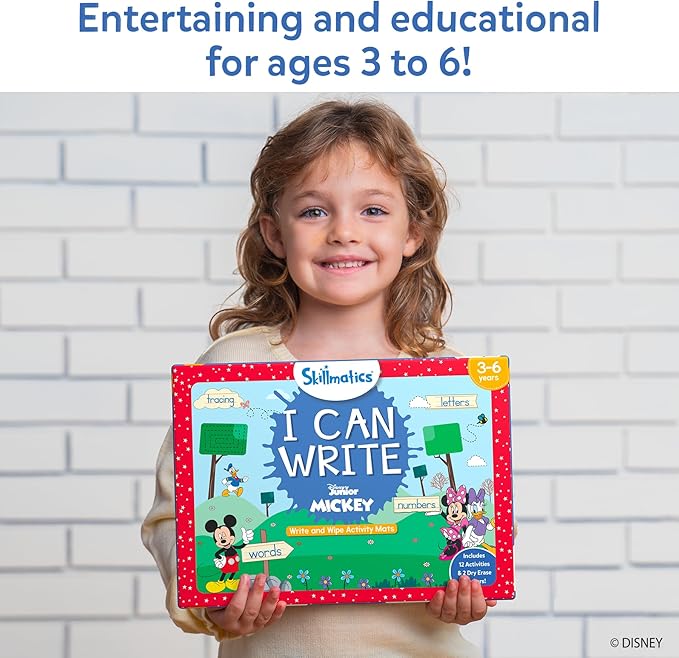 Skillmatics I Can Write Disney Junior Mickey Mouse - Reusable Preschool Learning Activities, Educational Toy and Game, Back to School Supplies, Gifts for Students, Kids, Toddlers Ages 3, 4, 5, 6