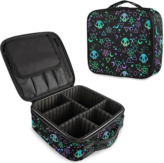 MNSRUU Women Makeup Bag Magic Skulls Makeup Bag Organizer Travel Cosmetic Bag for Teenage Girl Clear Make Up Bags with Zipper