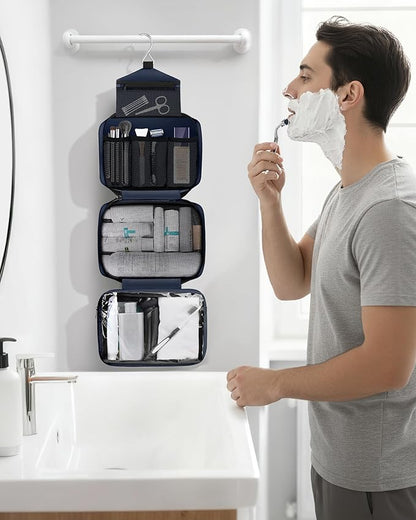 Maliton Toiletry Bag for Men & Women Large Toiletry Bags for Traveling Hanging Toiletry Bag Hygiene Bag with 4 Compartments Waterproof Bathroom Shower Bag (Navy Blue)