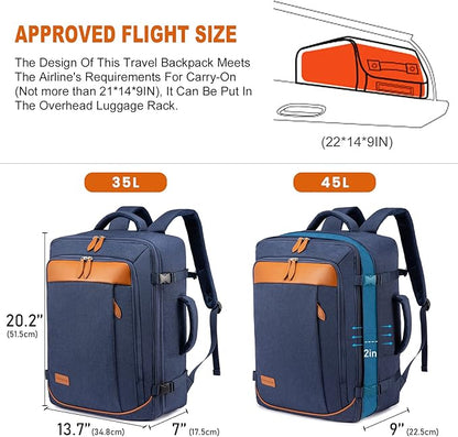 LOVEVOOK Carry on Backpack, 45L Large Travel Backpack for Women Men Airline Approved, Expandable Large Suitcase Backpacks With 4 Packing Cubes, Aer Travel Pack 3, Water Resistant Weekender Bag