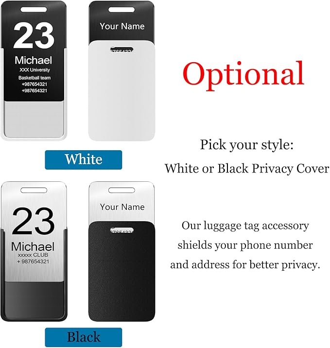 Customized Stainless Steel Luggage Tags: Personalize Your Suitcases, Backpacks, and Bags with Your Text - Custom Initial Text Name ID,Number 2"x3.3"(4 Pack)