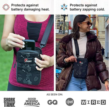 PHOOZY Orion Insulated Tech Bag For Travel - NASA Insulation Protects Your Phone, AirPods and Other Devices. Weatherproof X-Tech Shell with RFID Blocking Pocket for Complete Protection (Black)