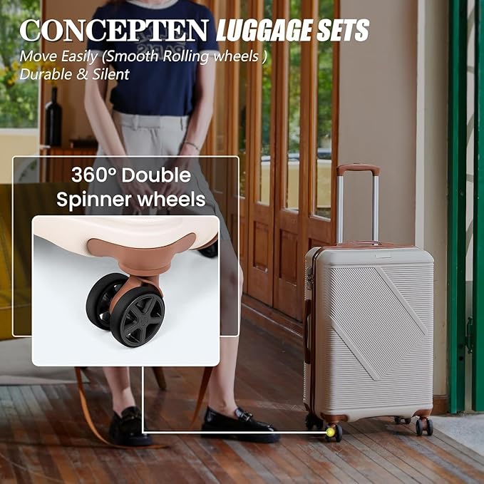 Luggage Sets 5 Piece, Suitcases With Wheels, Lightweight Travel Luggage Set With TSA Lock, ABS Hardshell Carry On Suitcase Set, Pink