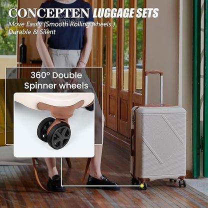 Luggage Sets 5 Piece, Suitcases With Wheels, Lightweight Travel Luggage Set With TSA Lock, ABS Hardshell Carry On Suitcase Set, Pink