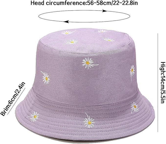 XYIYI Cute Bucket Hat Beach Fisherman Hats for Women, Reversible Double-Side-Wear