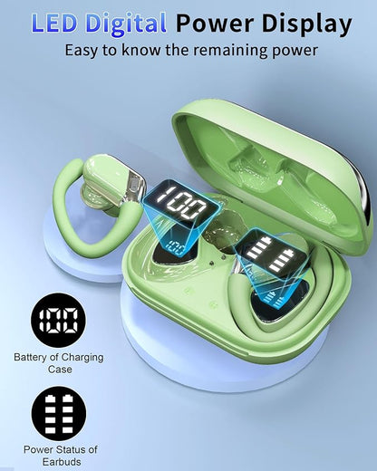 Wireless Earbud, Bluetooth 5.4 Headphones IP7 Waterproof for Sport, 50H Running Wireless Earphones with ENC Noise Cancelling Mic, Deep Bass Over Ear bud with Earhooks for Android, iOS, Workout, Gym