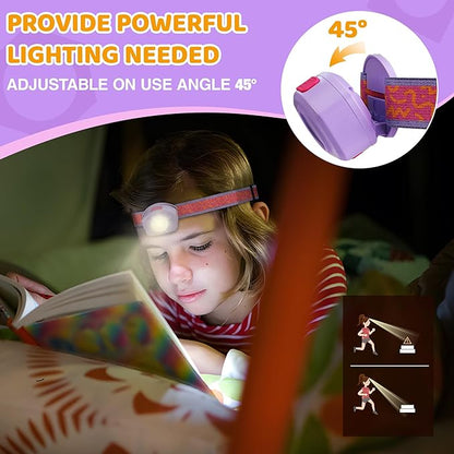 EverBrite LED Headlamp Rechargeable Kids Headlamp with RGB Mode and Adjustable Headband, 3 Modes Multicolor Headlamp for Camping, Reading, Exploring, Halloween, Christmas