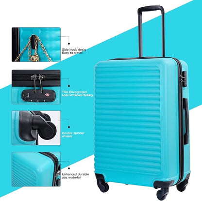 Travelhouse Luggage Sets, Expandable Hardside Suitcases 24in/28in, Carry on 20in,3 Piece Set Travel Luggages Clearance with Double Spinner Wheels TSA Lock Lightweight (Turpuoise-85)