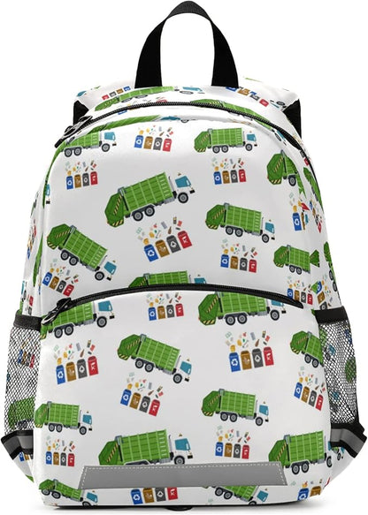 Garbage Truck Trash Recycling Kid's Toddler Backpack for Boys Girls Preschool Nursery with Safety Leash (01141) 10.9 X5.9 X 12.9inch