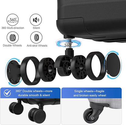 Travel Suitcase Sets 3 Piece, Expandable Hardshell Luggage Sets 3pcs with TSA Lock Spinner Wheels, Black (20''/24''/28")