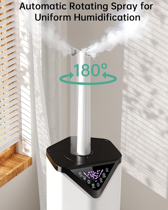 5Gal Smart Humidifier Large Room up to 2800ft², 1000mL/h, APP & Remote Control, 180° Auto Rotating Nozzle, 24H Timer, 60H Supersized Cool Mist Humidifiers for Whole House Home Bedroom Office Plants