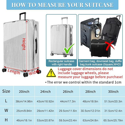 Yotako Upgraded Zippered Clear PVC Suitcase Cover, 20 Inch Luggage Covers for Suitcase Luggage Protector Suitcase Cover 20''
