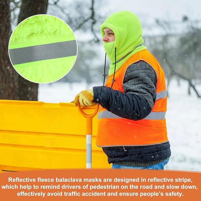 4 Pcs Winter High Visibility Reflective Fleece Balaclava Mask Winter Thermal Full Face Ski Mask Neck Cover Adjustable for Men Women Windproof Outdoor Motorcycle Multicolor