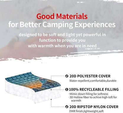 zzlamb Camping Blanket for Cold Weather,Outdoor Puffy Blanket Portable Down Alternative,Windproof Warm Cloak with Snaps,Cozy Quilt Backpacking Picnic RV Travel Plane Car Hammock Beach Climbing