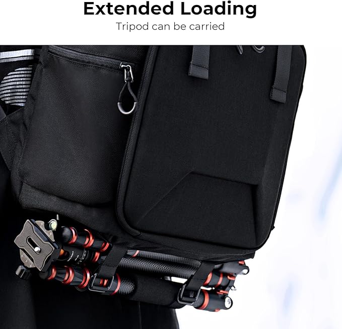 K&F CONCEPT Camera Backpack, Hard Shell Camera Bag, Large Capacity Photography Backpack with 15.6" Laptop Compartment & Tripod Holder & Rain Cover