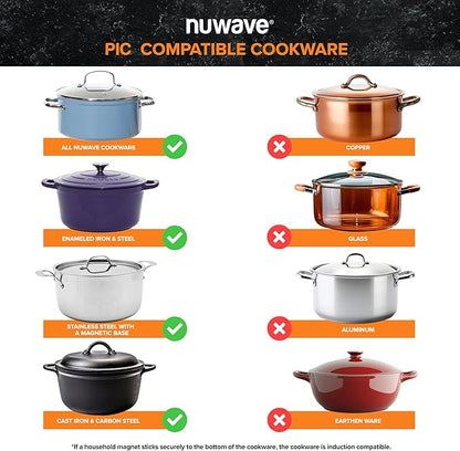 Nuwave Double Cooktop Induction Countertop Burner, Portable, 900 & 1800W, 100°F to 575°F, Large 8” Heating Coil, 50 Pre-Programmed Settings, Shatter-Proof Ceramic Glass, Built-In Safety Auto Shut Off