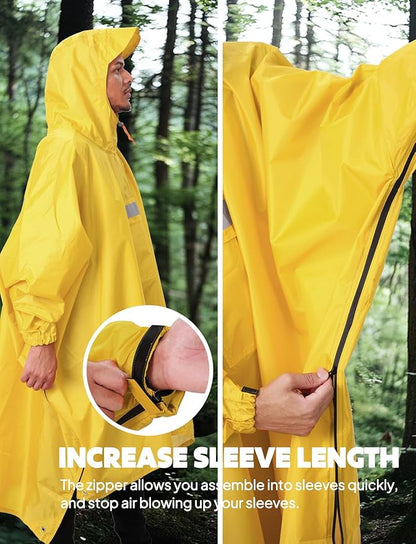 ANYOO Hooded Rain Poncho for Adults Waterproof Lightweight Rain Coat for Men Women Reusable Rain Jacket for Emergency Outdoor