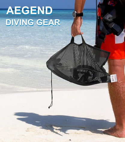 Aegend Snorkeling Gear for Adults Youth Kids, Dry Snorkel Set Panoramic View Enhanced Anti-Leak and Anti-Fog Technology, Adjustable Strap for Snorkeling Scuba Diving Swimming with Mesh Bag
