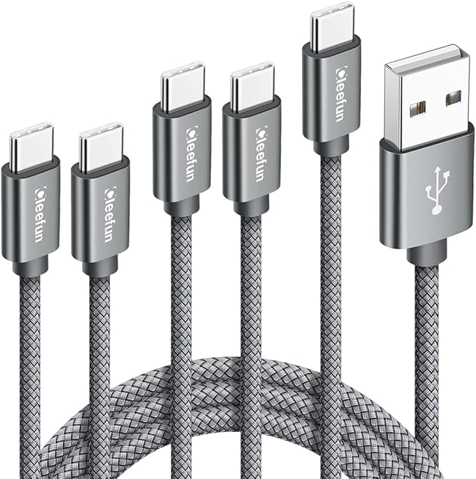 CLEEFUN USB C Cable, USB to USB C Cable, [5 Pack, 3/3/6/6/10 ft] Type C Charger Cable Fast Charging for iPhone 17 16 15 Pro Max Plus Air, for Samsung Galaxy S25 S24 S23 S22 S21 S20 S10 A17 A16 A15